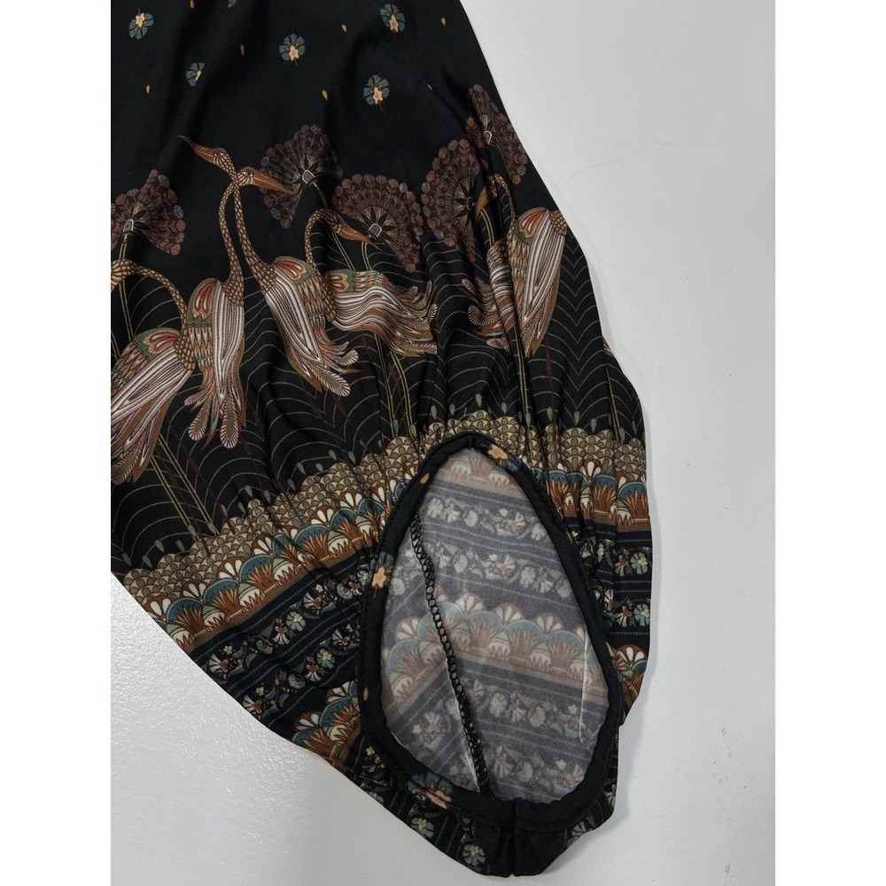 Farm Rio Women Mini Dress Size Large Puff Sleeve‎ Boho V-neck elastic waist - Picture 10 of 16